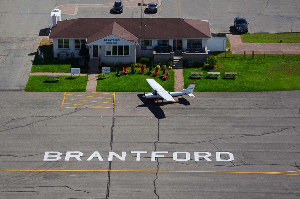 Airplane parked at Brantford Municipal Airport