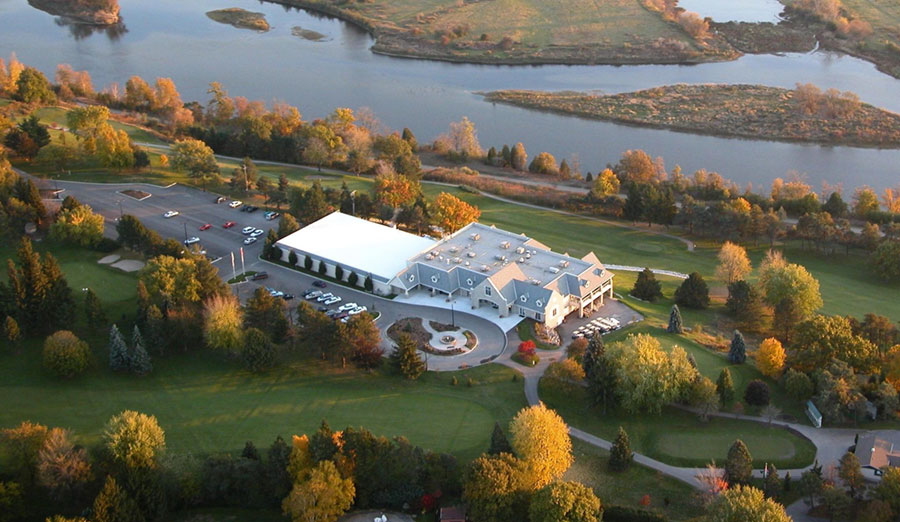 Aerial view of Golf and Country club house